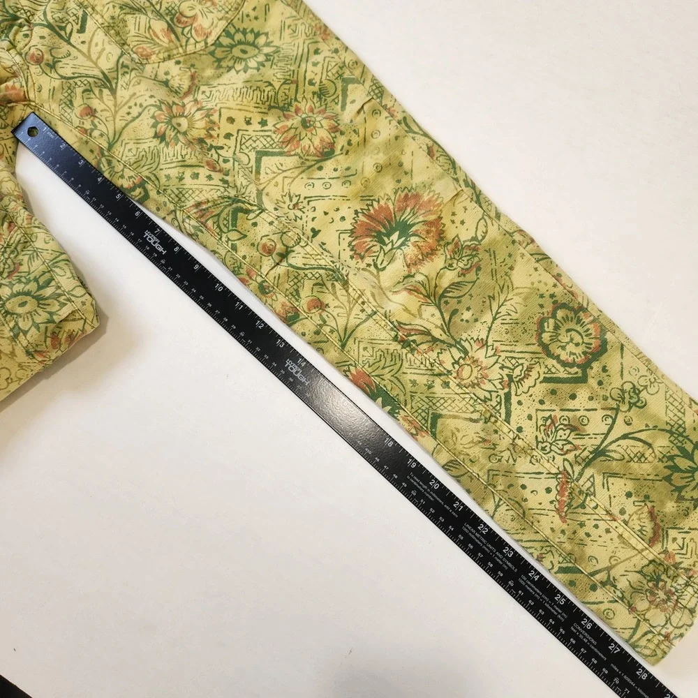 PILCRO The Wanderer Women's Size 27 Floral Print‎ Pants Boho Style Yellow Green